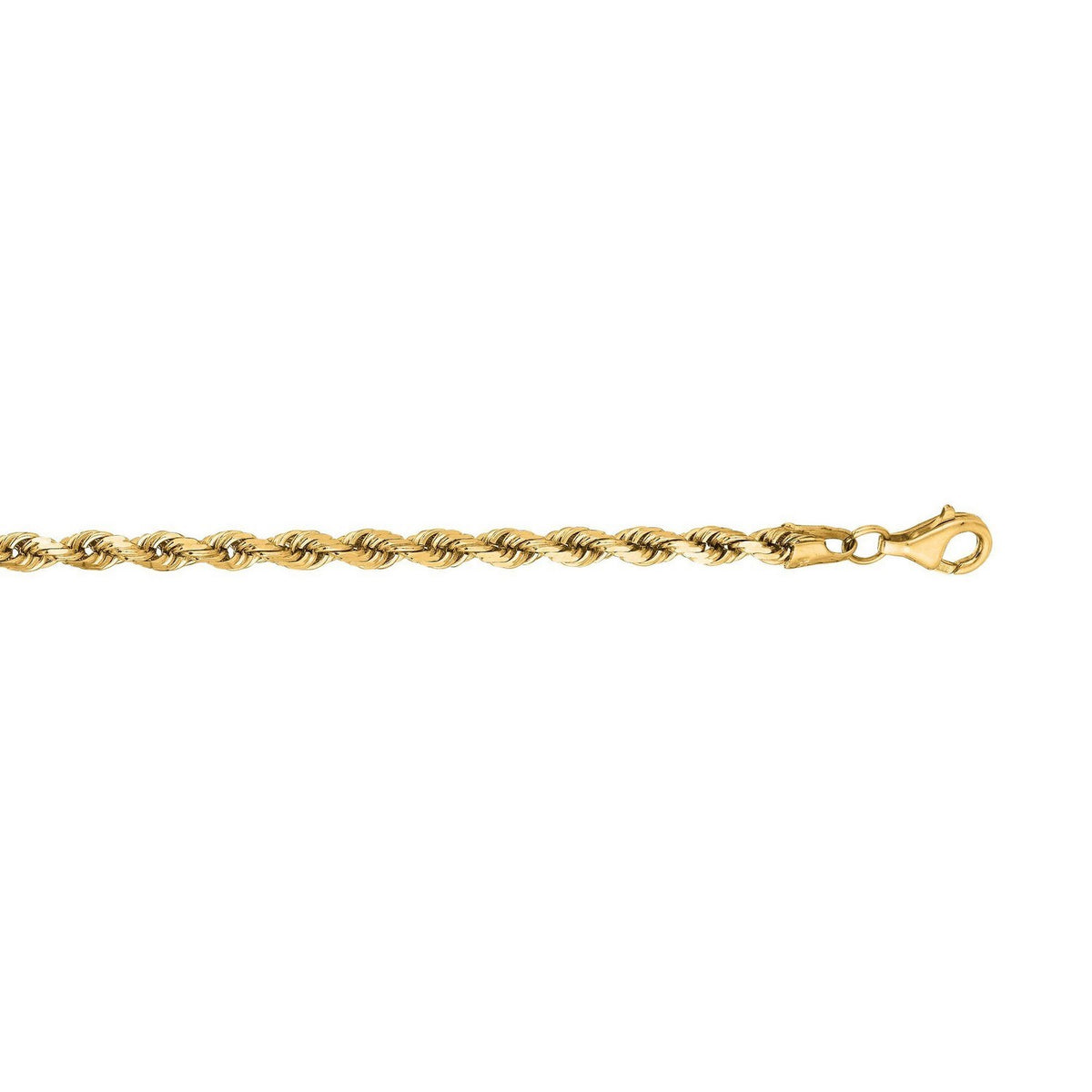 10K Yellow Gold Solid Diamond Cut Rope Bracelet (4.00 mm), view 4