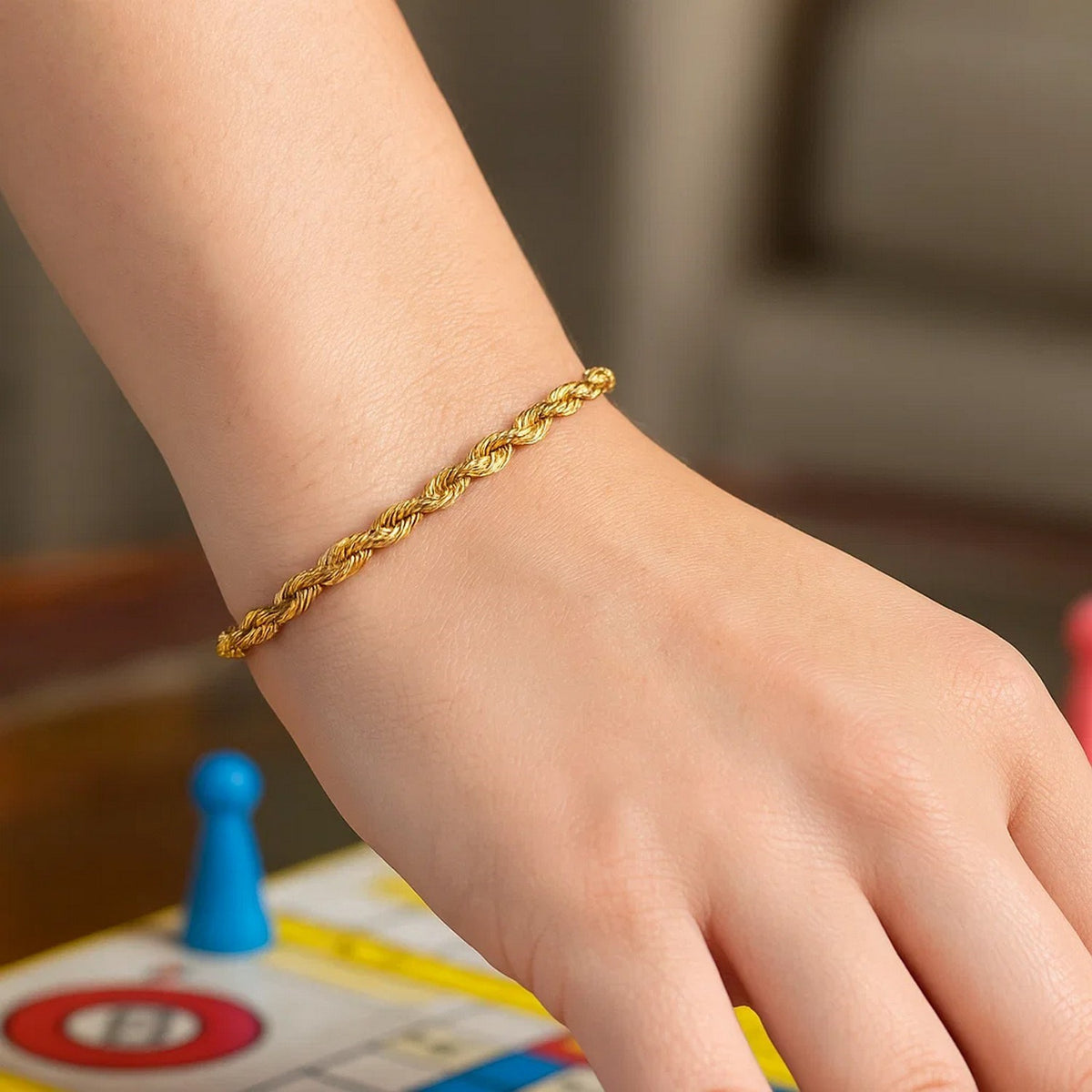 10K Yellow Gold Solid Diamond Cut Rope Bracelet (4.00 mm), view 8