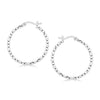 Sterling Silver Faceted Motif Hoop Earrings with Rhodium Plating(2x25mm)