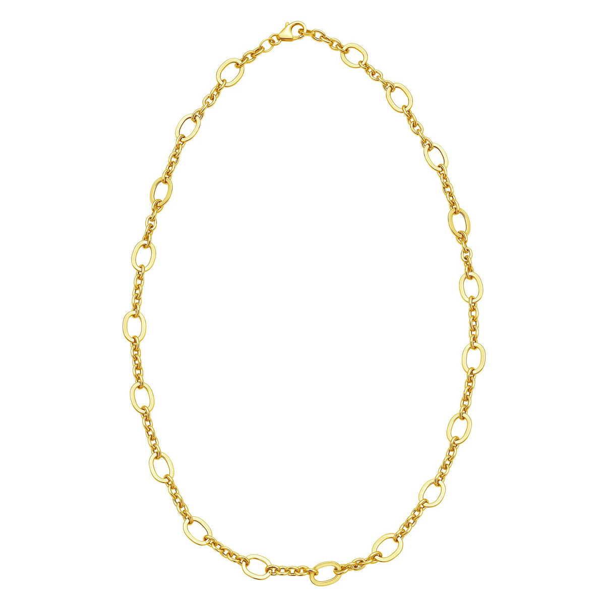 14K Yellow Gold Five and One Oval Link Chain Necklace, view 2