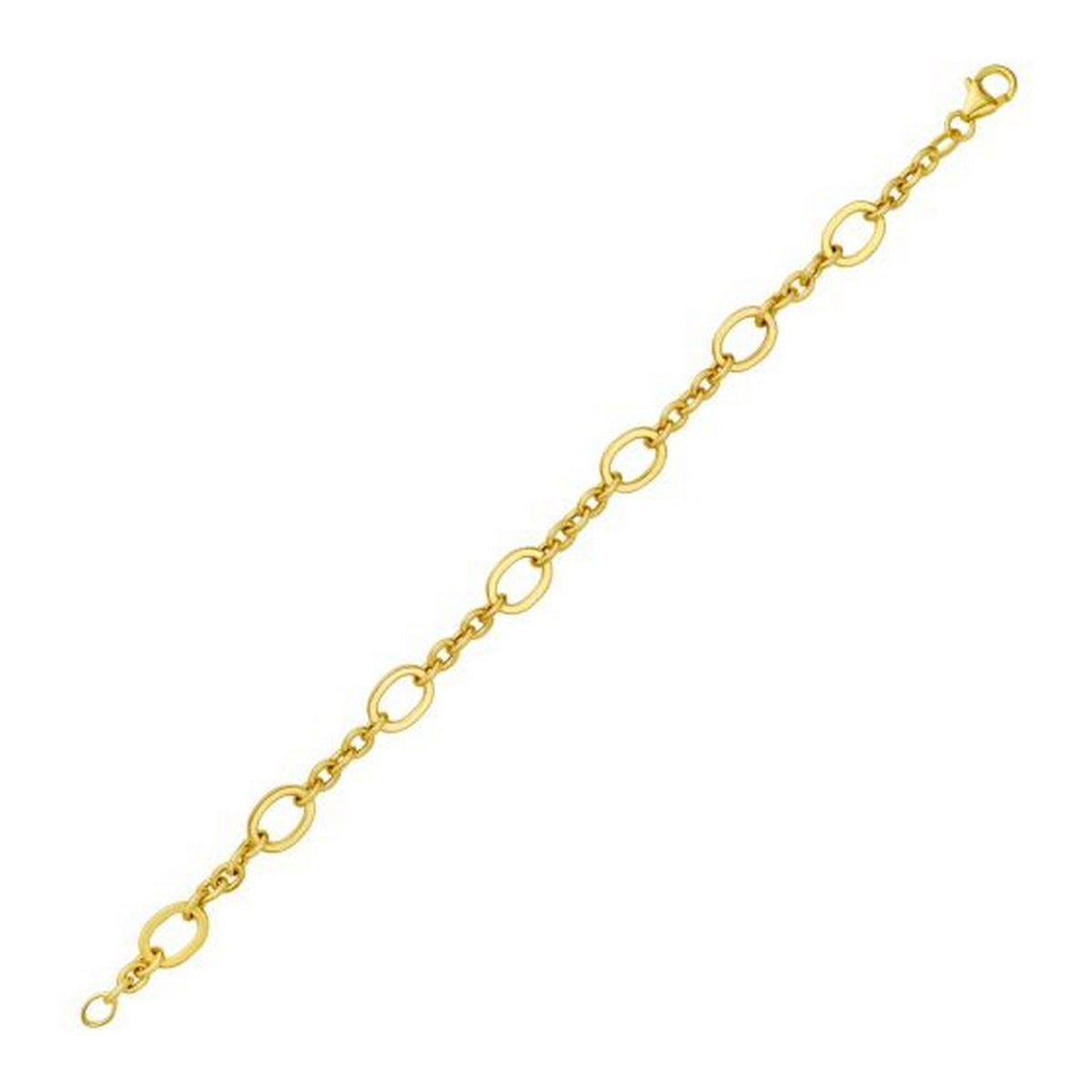 14K Yellow Gold Five and One Oval Link Chain Necklace, view 3