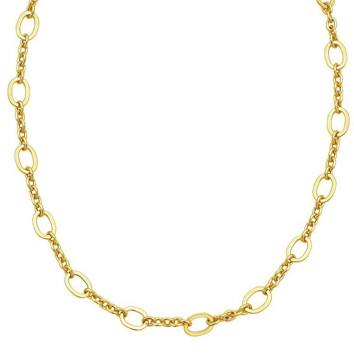 14K Yellow Gold Five and One Oval Link Chain Necklace, view 4