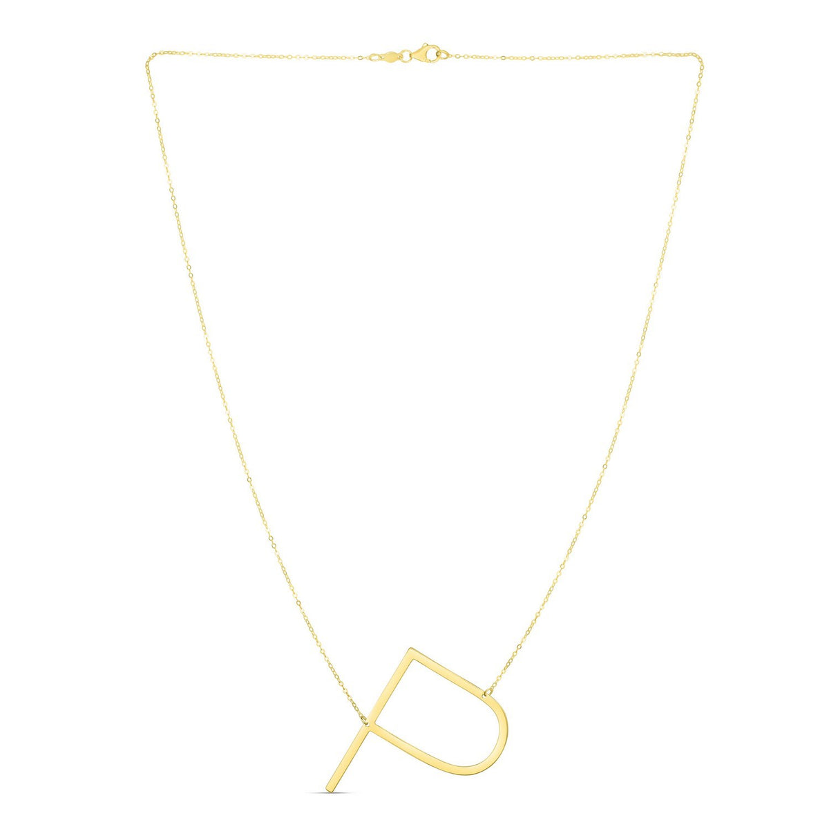 14K Yellow Gold Yours Truly Large Initial P Necklace, view 2