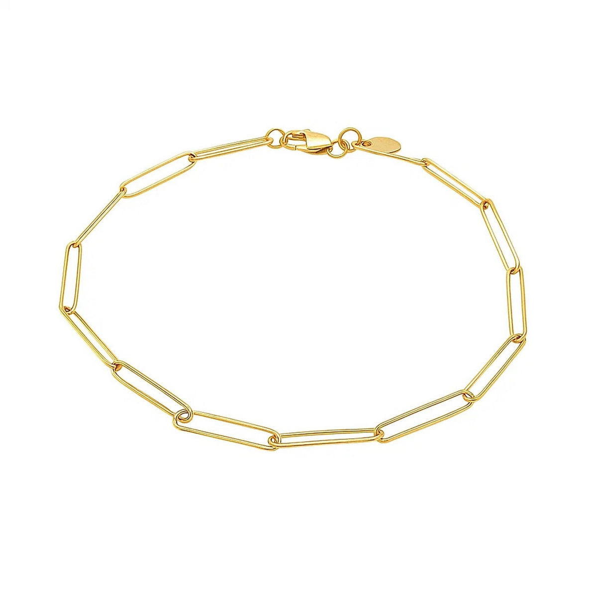 14K Yellow Gold Wire Paperclip Bracelet (2.70 mm), view 2