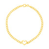 14K Yellow Gold 7 inch Curb Chain Bracelet with Heart (3.40 mm), view 2