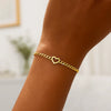 14K Yellow Gold 7 inch Curb Chain Bracelet with Heart (3.40 mm), view 8
