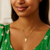 14K Yellow Gold Elongated Heart and Bead Station Necklace