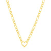14k Yellow Gold Figaro Chain Necklace with Heart