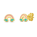 14K Yellow Gold Rainbow Studs