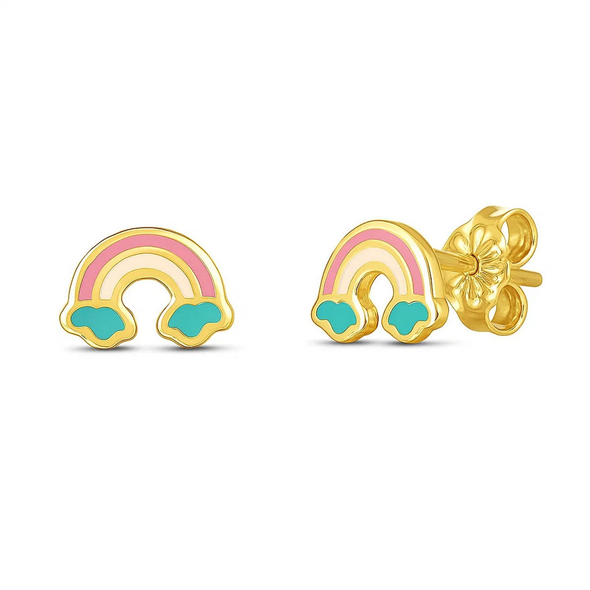 14K Yellow Gold Rainbow Studs