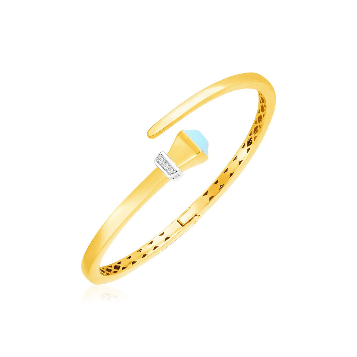14K Yellow Gold Crossover Style Hinged Bangle Bracelet (3.40 mm)
