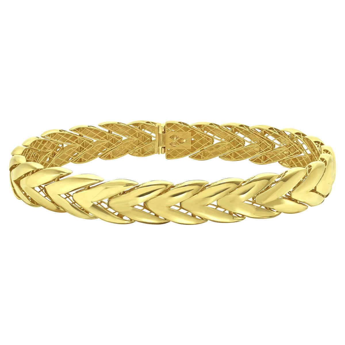 14K Yellow Gold Chevron Link Bangle (10.00 mm), view 2