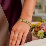 14K Yellow Gold Chevron Link Bangle (10.00 mm), view 6
