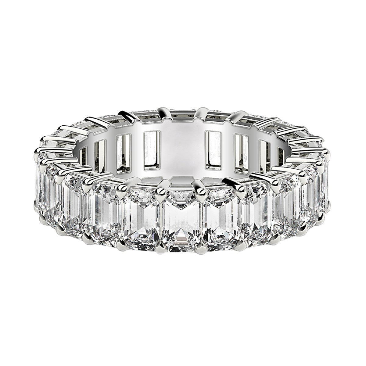 Emerald Cut Lab Grown Diamond Eternity Ring in 14K White Gold (4 cttw FG/VS2), view 2