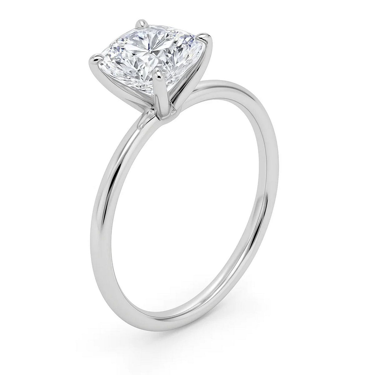 2 Carat Cushion Lab Grown IGI G/VS1 Diamond Solitaire Ring in 10K White Gold, view 2