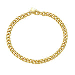 14K Yellow Gold Petite Faceted Cuban Link Chain Bracelet (4.50 mm)