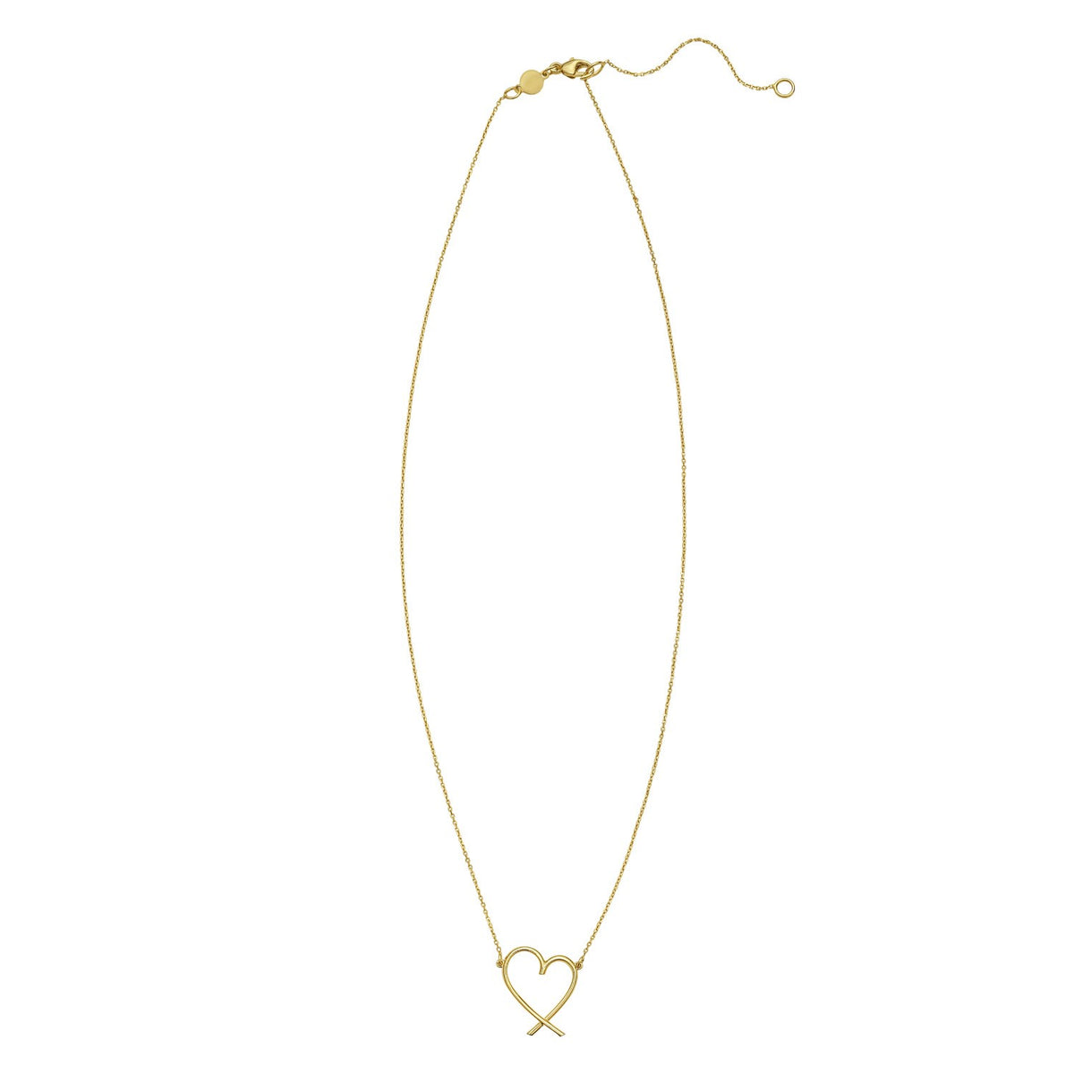 14K Yellow Gold Delicate Heart Necklace, view 2