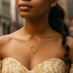 14K Yellow Gold Delicate Heart Necklace, view 3
