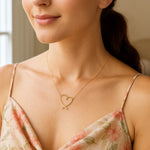 14K Yellow Gold Delicate Heart Necklace, view 4