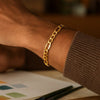 10K Yellow Gold Solid Figaro Bracelet (7.90 mm), view 5