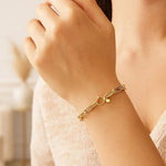14K Yellow Gold Charm Lock Paperclip Chain Bracelet, view 2