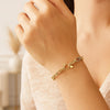 14K Yellow Gold Charm Lock Paperclip Chain Bracelet, view 2