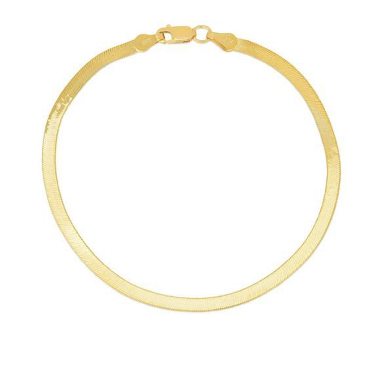 1.5mm 14K Yellow Gold Super Flex Herringbone Anklet, view 2