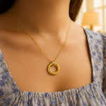14K Yellow Gold Interlocking Diamond Cut Trinity Necklace, view 2