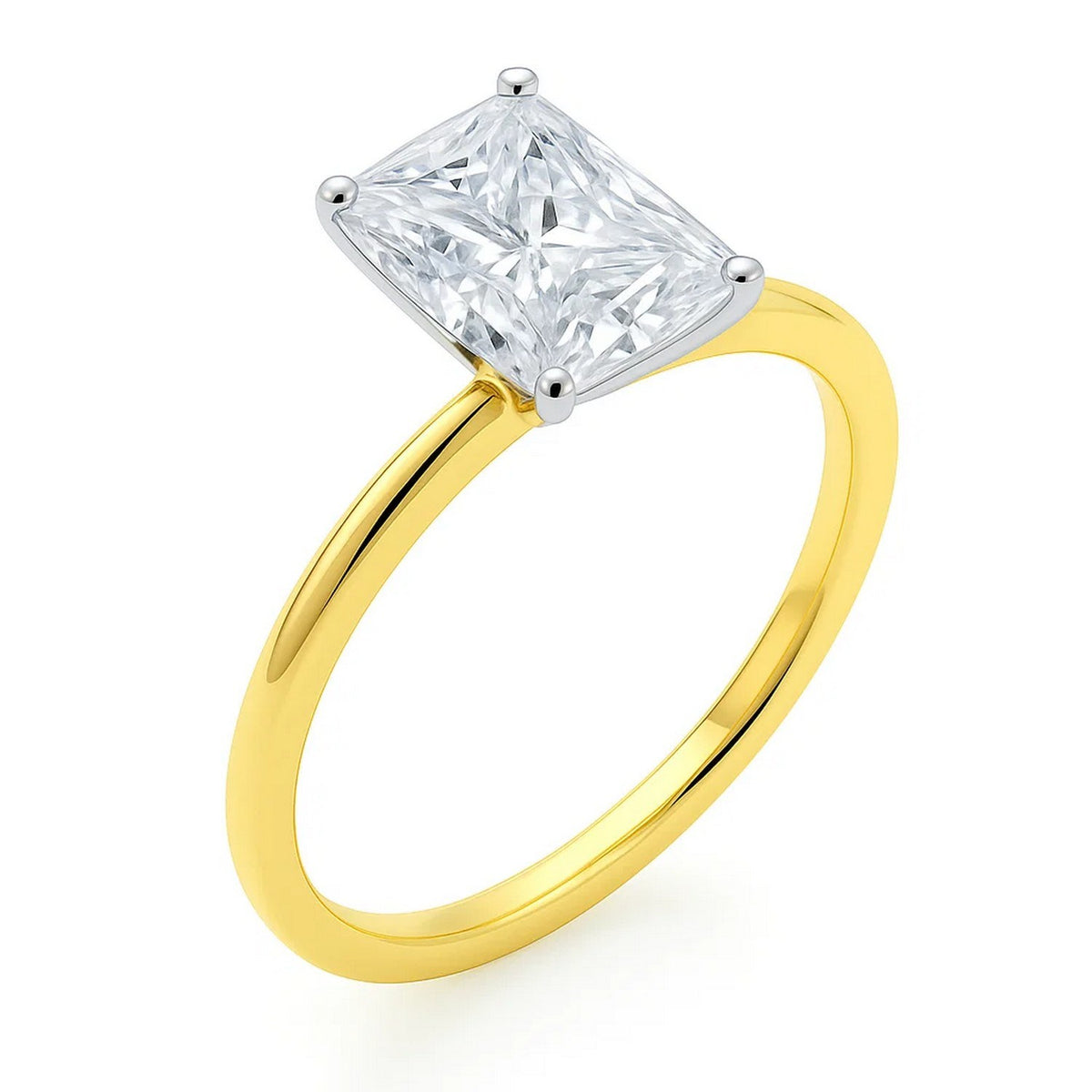 3 Carat Radiant Lab Grown IGI G/VS1 Diamond Solitaire Ring in 10K Yellow Gold, view 2