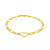 Figaro Chain Heart Bracelet in 10K Yellow Gold (4.50 mm), view 2