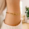 Figaro Chain Heart Bracelet in 10K Yellow Gold (4.50 mm), view 4