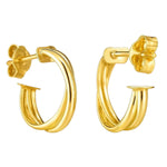 14K Yellow Gold Crossover Hoops, view 2