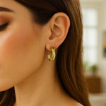 14K Yellow Gold Crossover Hoops, view 3