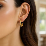 14K Yellow Gold Crossover Hoops, view 4