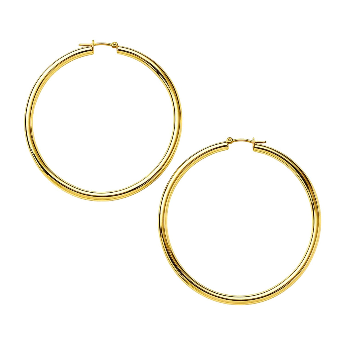 14K Yellow Gold Polished Large Round Hoop Earrings (2x60.00 mm)
