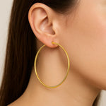 14K Yellow Gold Polished Large Round Hoop Earrings (2x60.00 mm), view 4