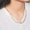 14K Two Tone Gold Solid Pave Figaro Chain (7.00 mm)