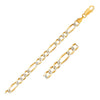 14K Two Tone Gold Solid Pave Figaro Chain (7.00 mm)
