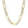 14K Two Tone Gold Solid Pave Figaro Chain (7.00 mm)