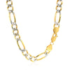 14K Two Tone Gold Solid Pave Figaro Chain (7.00 mm)