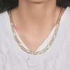 14K Two Tone Gold Solid Pave Figaro Chain (7.00 mm)