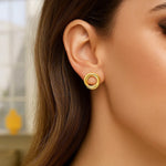 14K Yellow Gold Interlocking Trinity Stud Earrings (11.30 mm), view 3