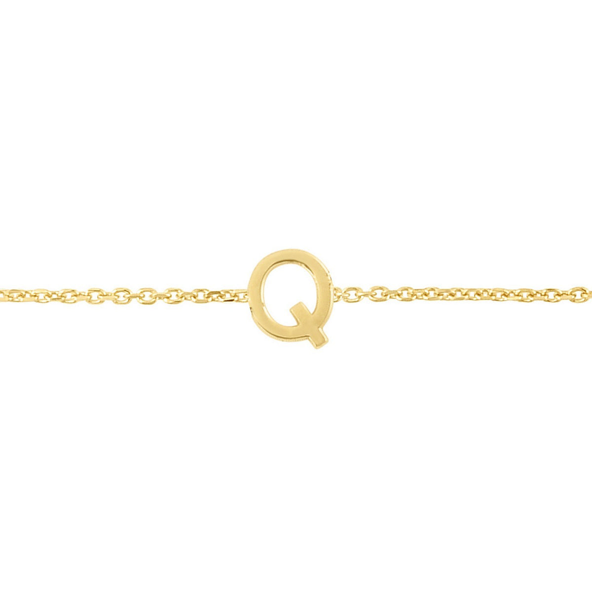 14K Yellow Gold Mini Initial Q Bracelet, view 2