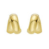 Sterling Silver Yellow Gold Plated Puffed Double Row Crossover C Hoop Earrings