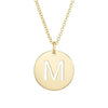 14K Yellow Gold Disc Initial M Pendant