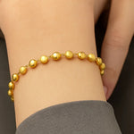14K Yellow Gold Polished and Satin Pebble Bracelet (6.00 mm), view 4
