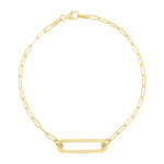 14K Yellow Gold High Polish Open Straight Paperclip Bracelet (2.10 mm)