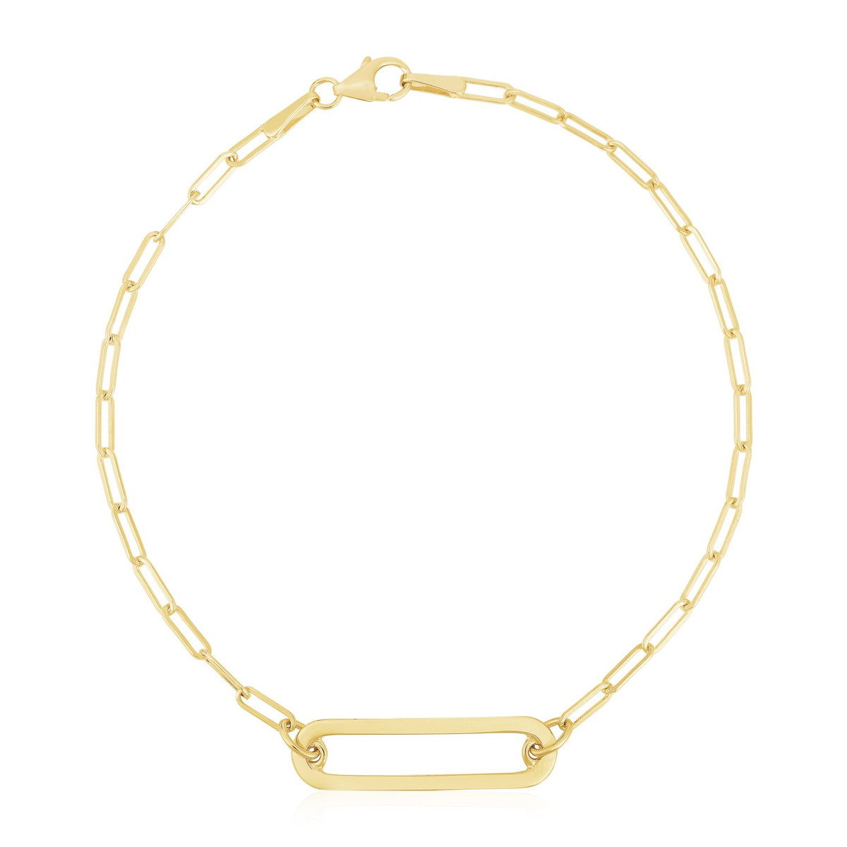 14K Yellow Gold High Polish Open Straight Paperclip Bracelet (2.10 mm)