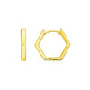 14k Yellow Gold Hexagon Huggie Hoops Earrings