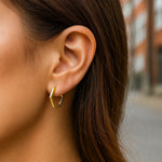 14K Yellow Gold Hexagon Huggie Hoops Earrings, view 2